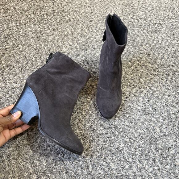 RAG & BONE Tacita Suede Tassel Wedge Ankle Boots Asphalt Gray 38.5 US 8.5 READ - Picture 1 of 9